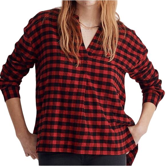 Madewell Flannel Long-Sleeve Shirt in Plaid, M - Picture 1 of 8